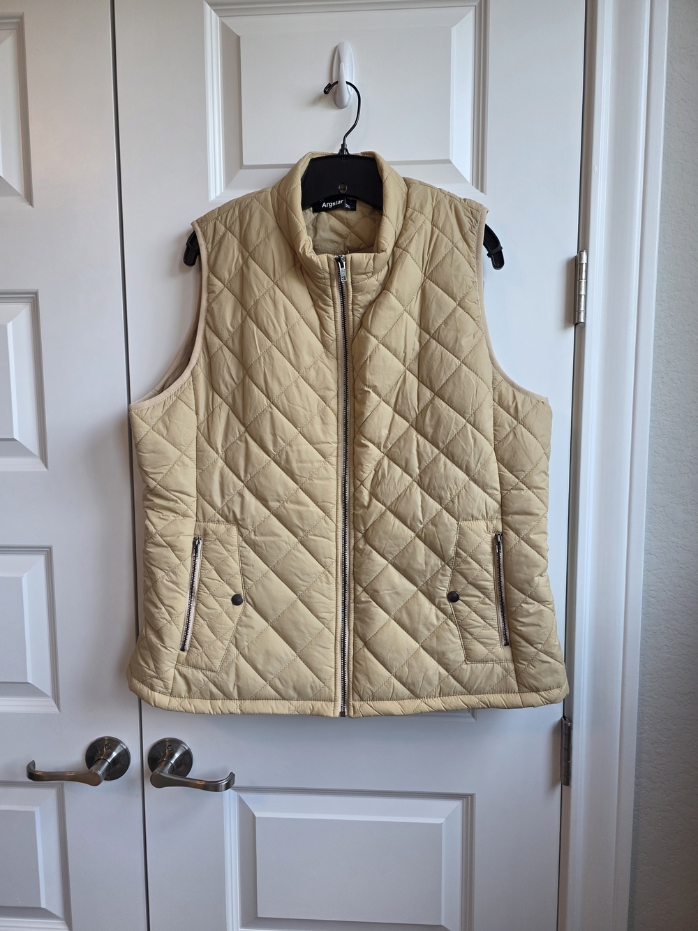 Argstar Women’s XL Beige Tan Quilted Puffer Vest Full Zip